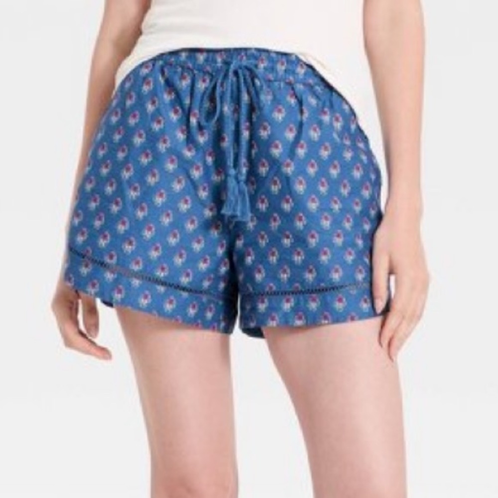 Universal Thread Blockprint Pull-on Shorts Blue NWT